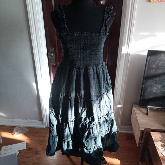 J Crew Tartan Plaid Smocked Womens MEDIUM Tiered $128 Dress Cotton Poplin - Picture 14 of 16